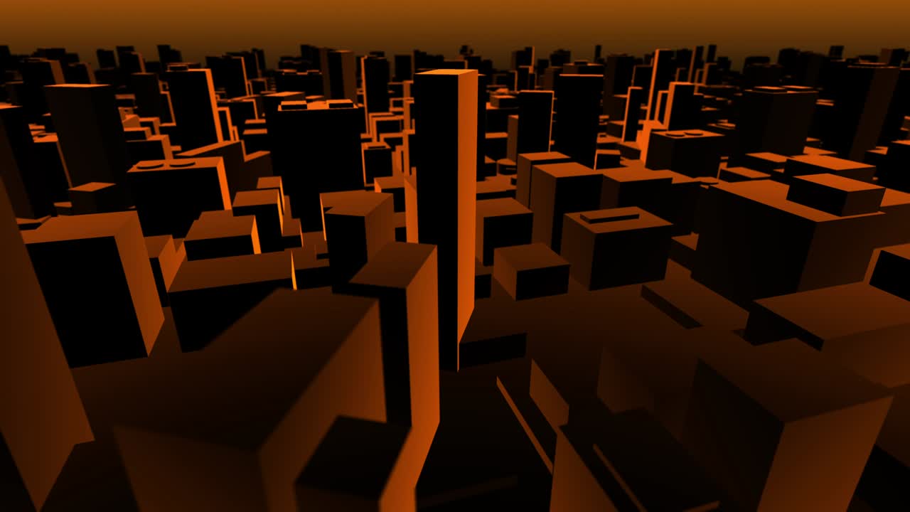 3D City Map Orange & Black fly by