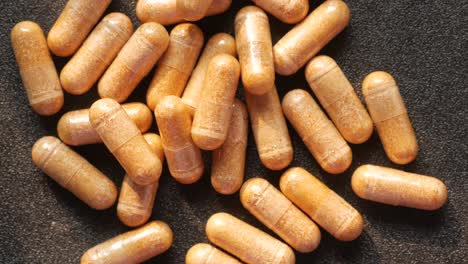 close-up of brown capsules