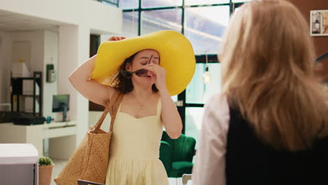 tourist in tropical outfit