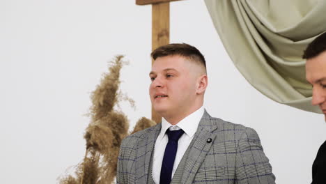 nervous man waiting in the altar