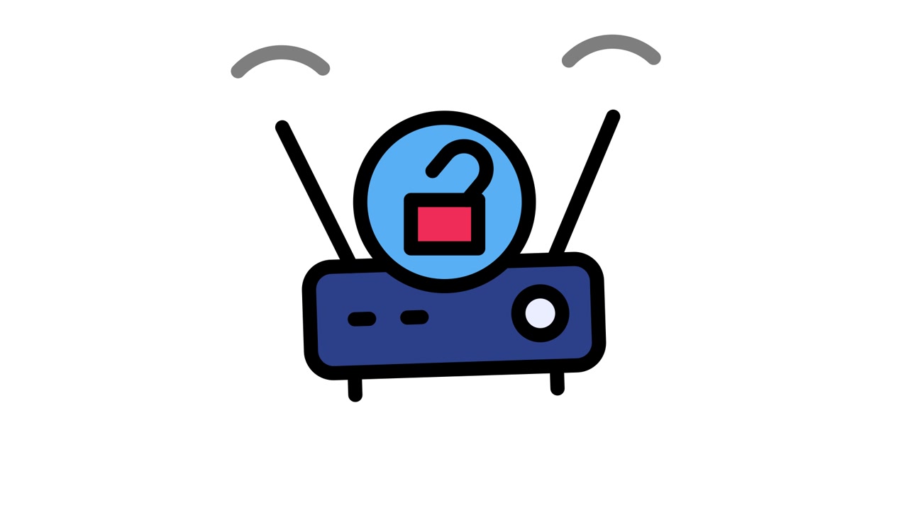 Icona animata dello stato di sicurezza del router Wi-Fi con lucchetto
