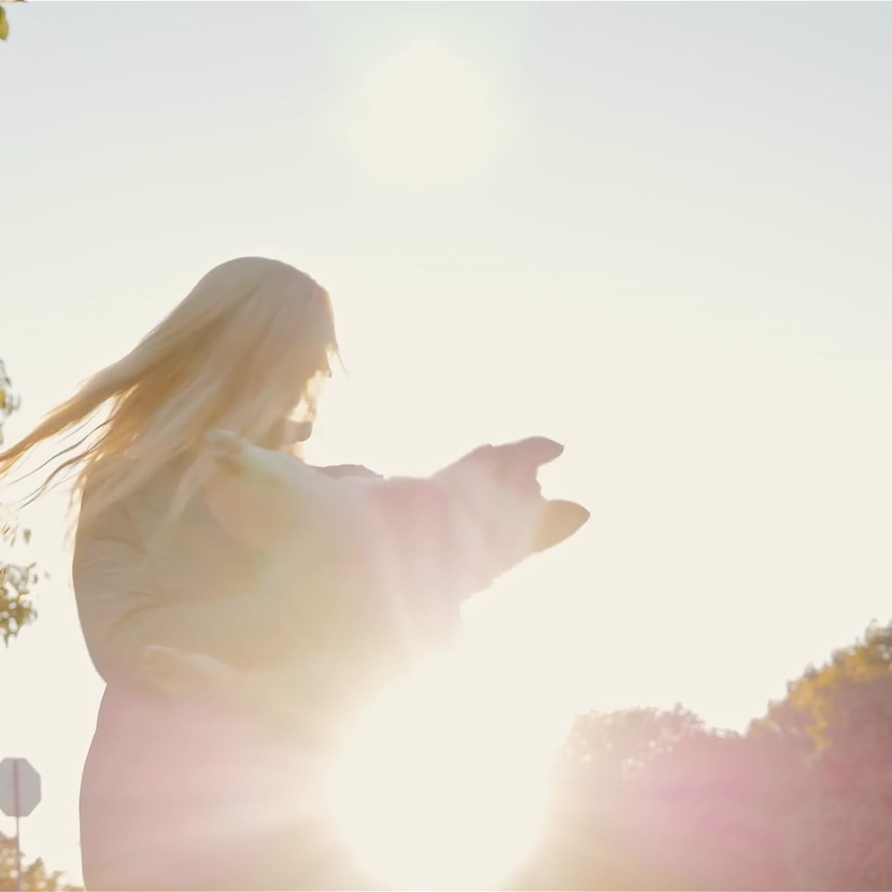 젊은 여성이 개와 논다 2