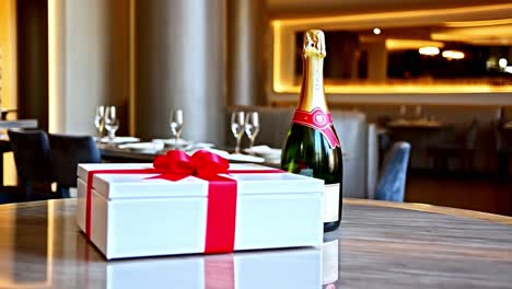 gift and champagne celebration
