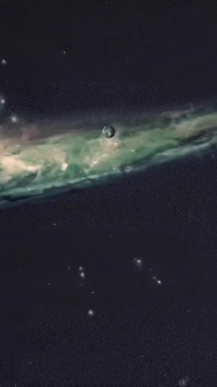 Cinematic Animation of Asteroids Floating Through a Colorful Nebula in Deep Space