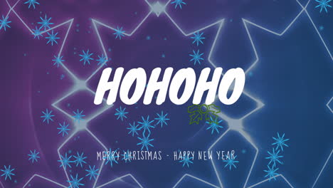 animation of hohoho text at christmas over snow falling