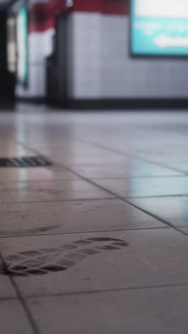 footprint on a wet tile floor