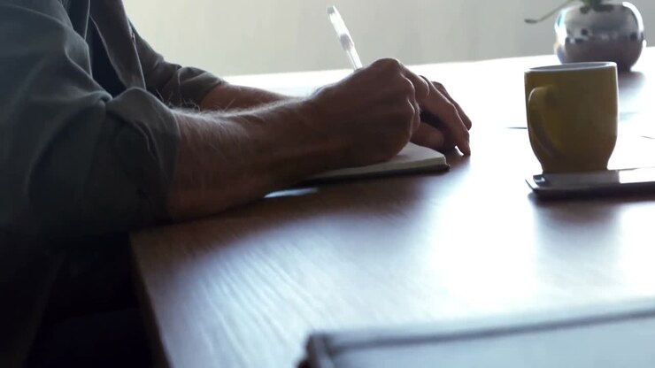 Male executive working at desk