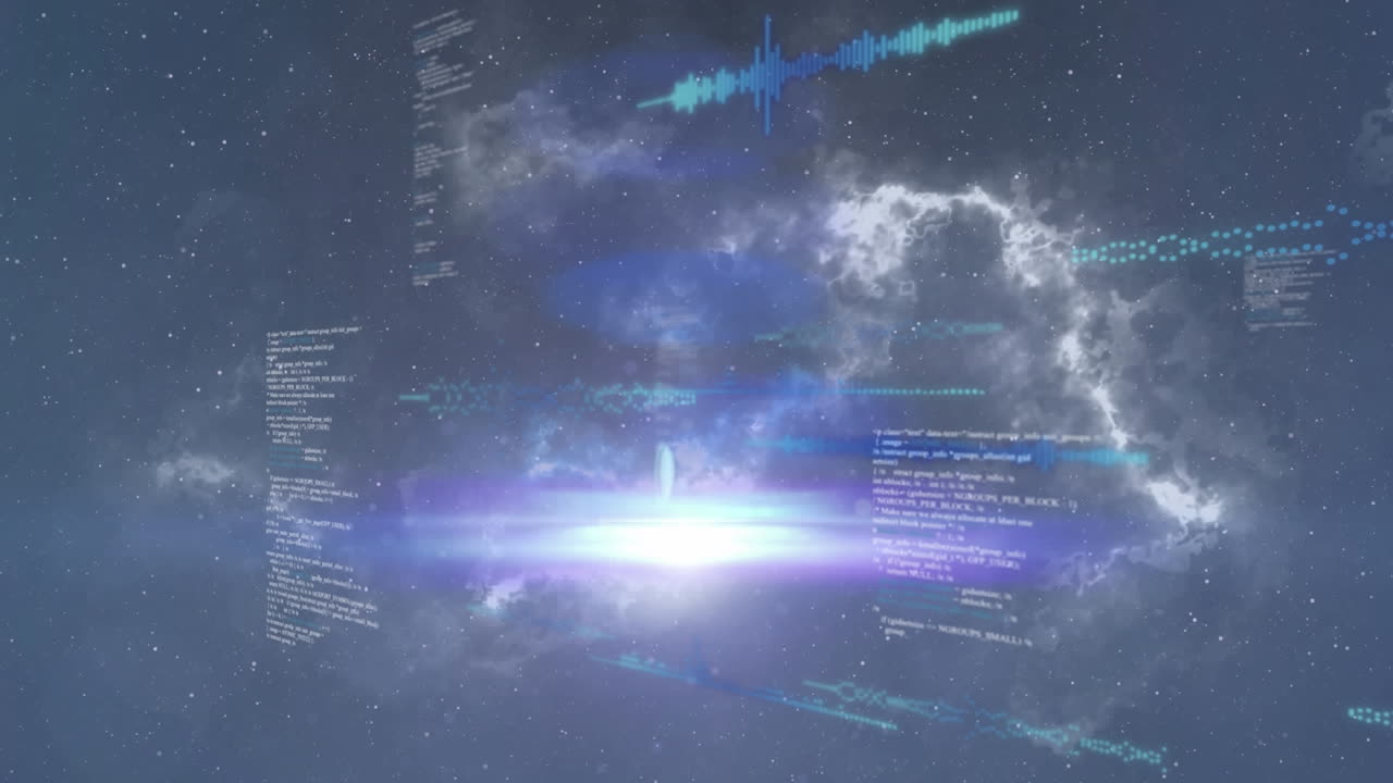 animación del procesamiento de datos sobre formas sobre fondo negro
