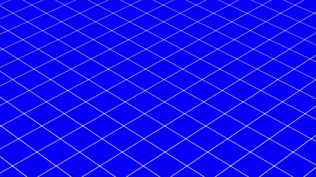 강한 파란색 배경에 정적인  ⁇ 색 라인 다이아몬드 그리드의 애니메이션