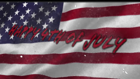 animation of happy fourth of july text over american flag