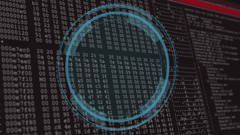animación del icono del escudo y procesamiento de datos digitales a través de servidores informáticos
