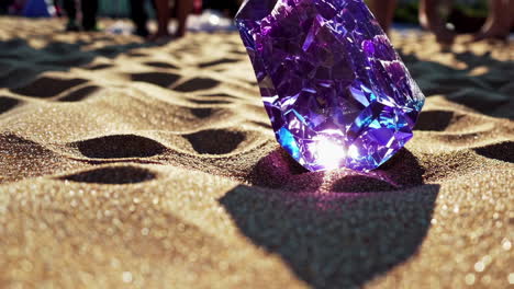 purple crystal on the beach