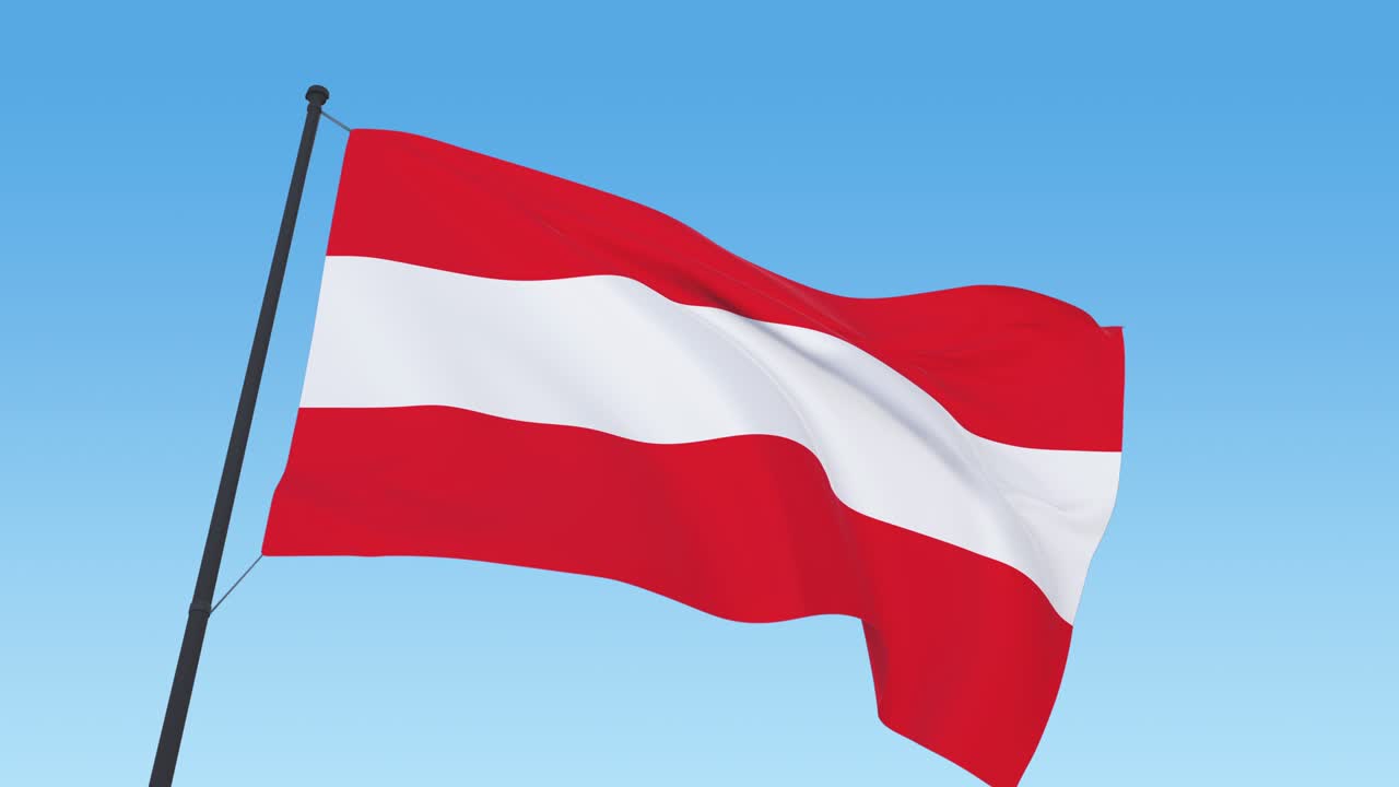 Austrian flag video. 3d Flag of Austria loop footage at day light