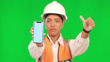 Green-screen-phone,-thumbs-down