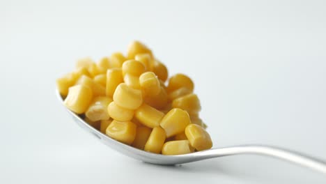 close-up of a spoonful of sweetcorn kernels