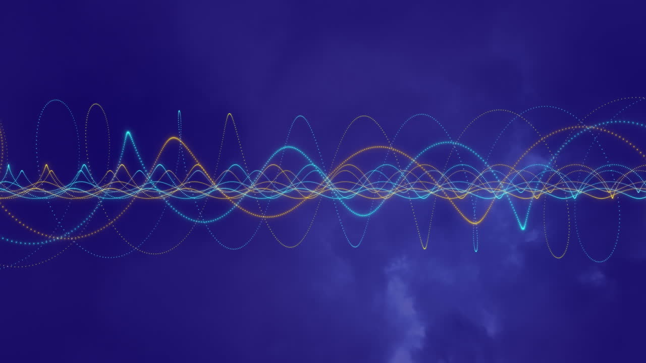 파란색 배경에서 번개와 데이터 처리의 애니메이션