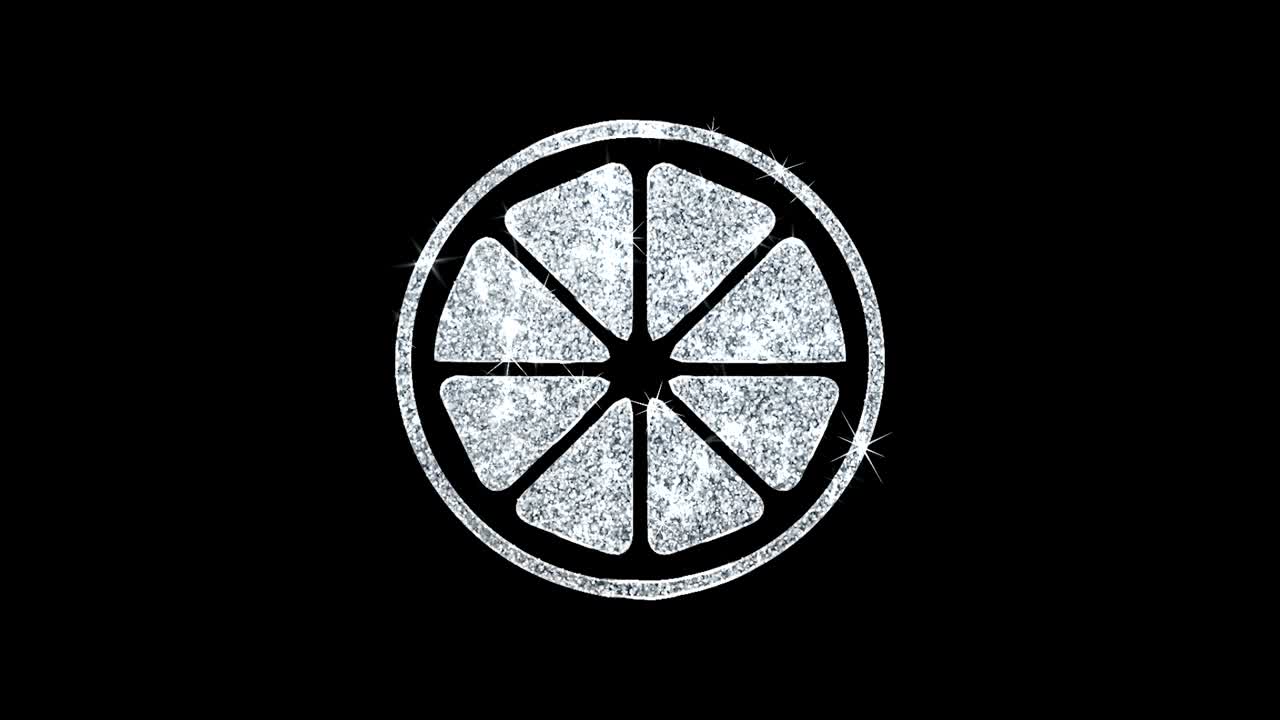 레몬 과일 글리트 아이콘은 반이는 반이는 루프, 박이는 입자입니다.