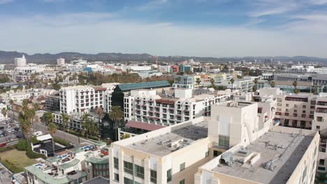 Rising-aerial-shot-of-downtown-Santa-Monica.-4K