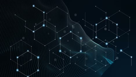 animation of connections and hexagons on black background