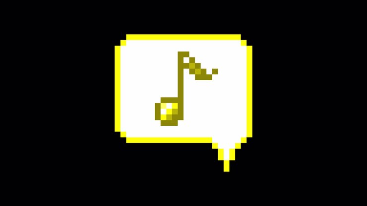 Pixel art animation icon speech bubble eighth note (3)