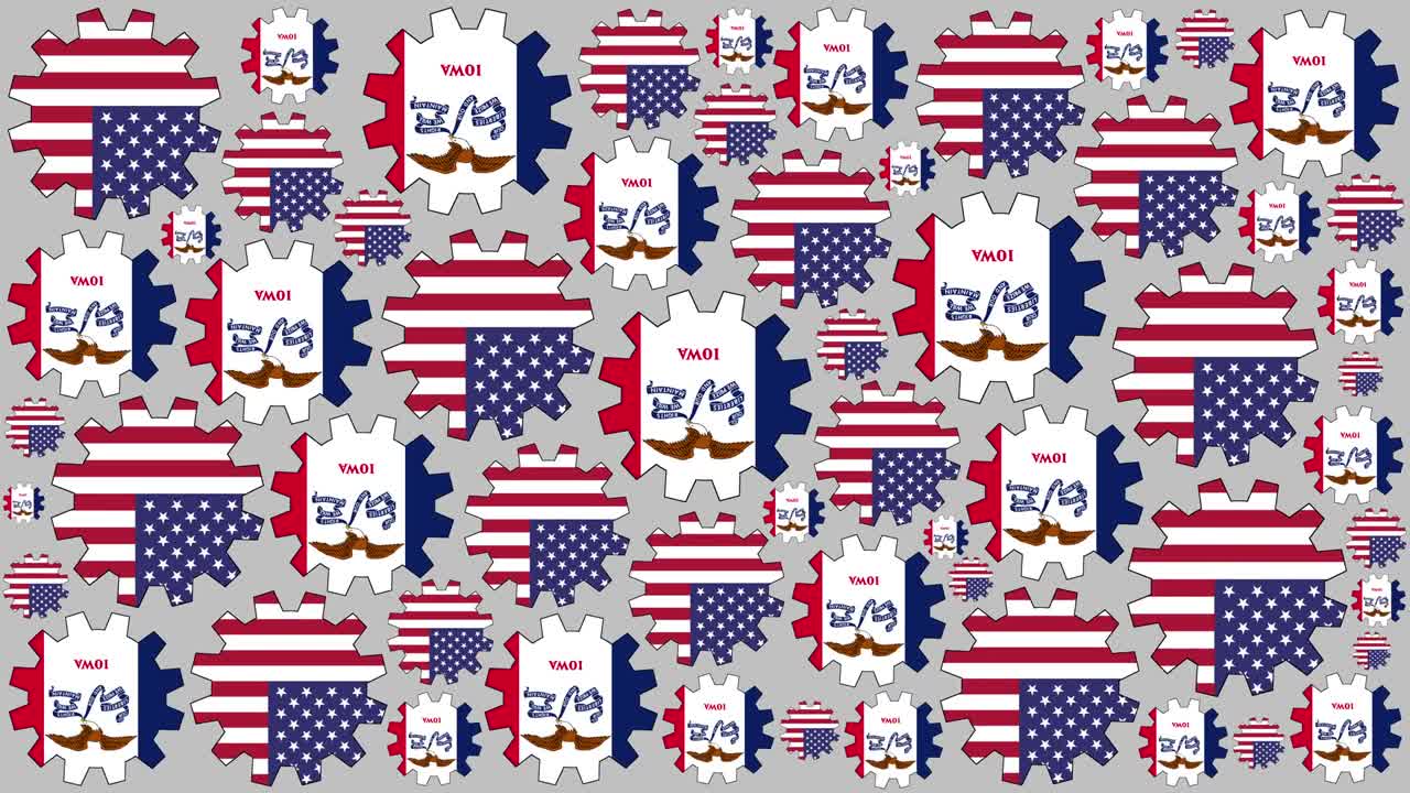 미국과 아이오와 발 기어 스피닝 배경