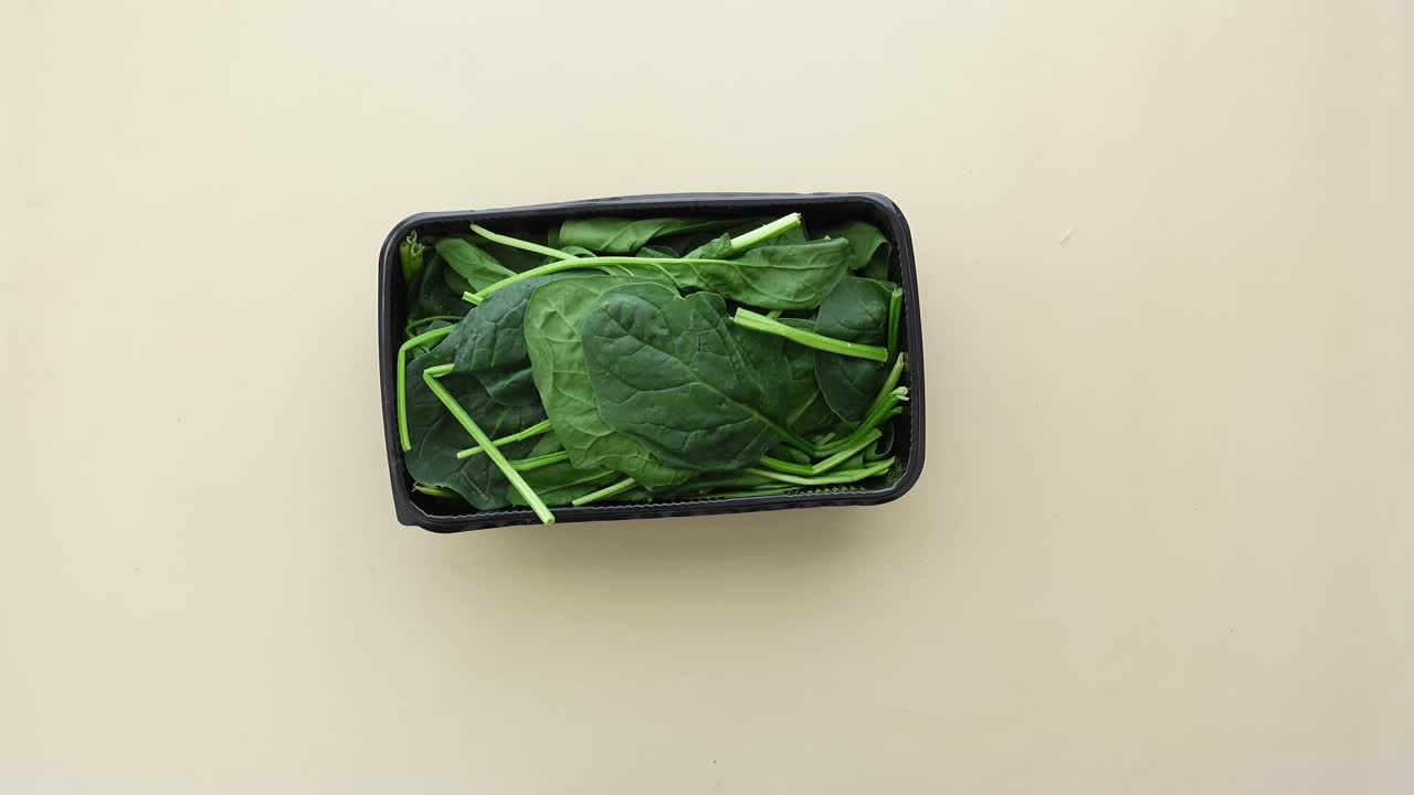 Fresh spinach in a container