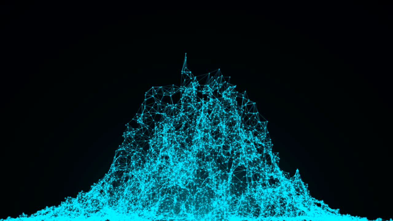 와이어프레임 산, 추상적인 배경, 디지털 풍경