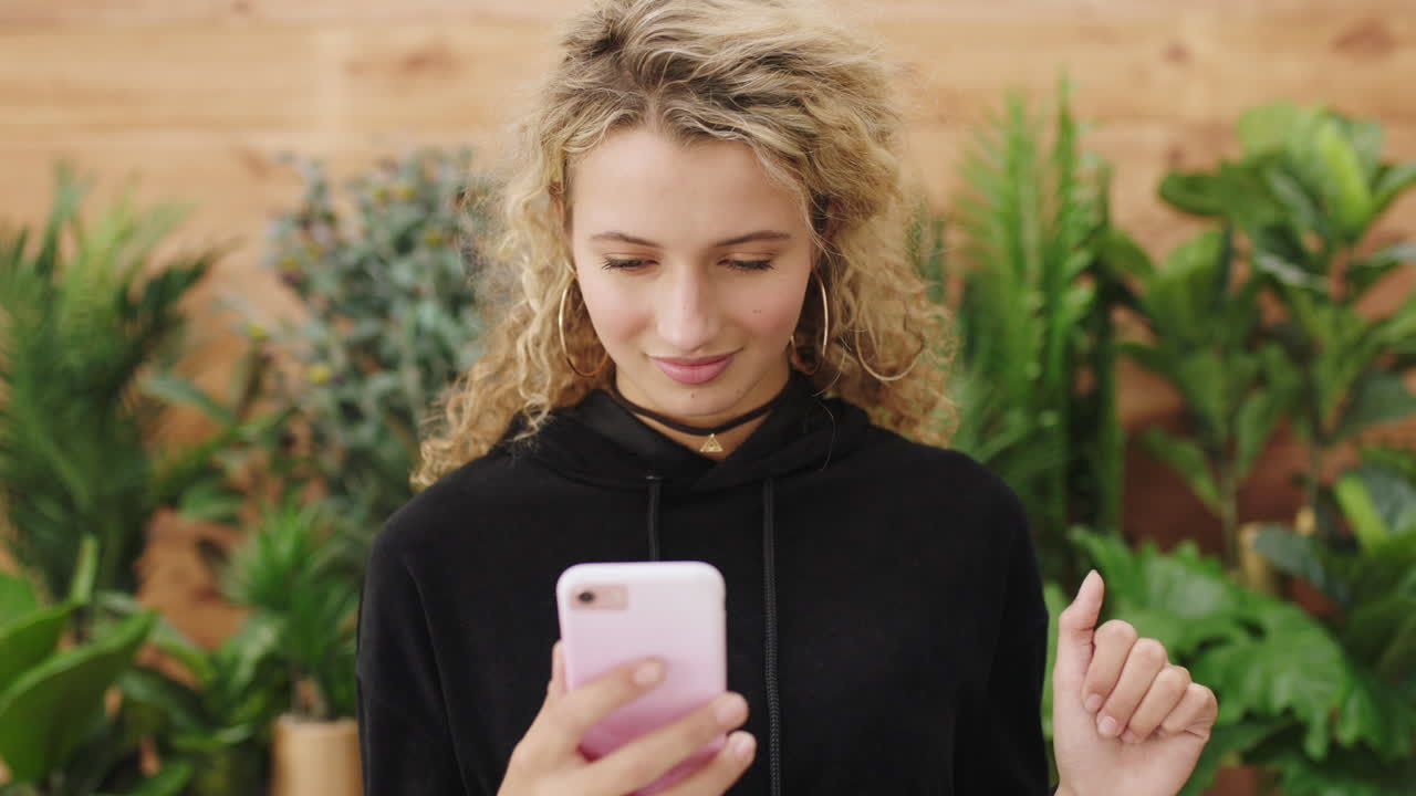 teléfono, feliz y mujer en las redes sociales