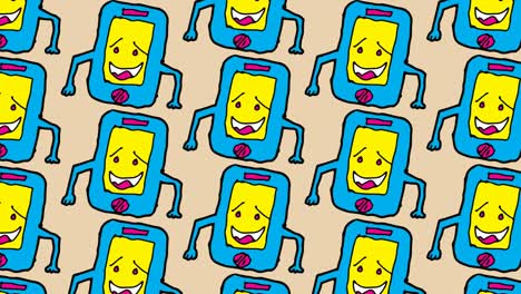 kids drawing pop art seamless background with theme of smartphone