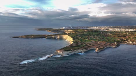 Aerial-view-of-coastline-with-cliffs