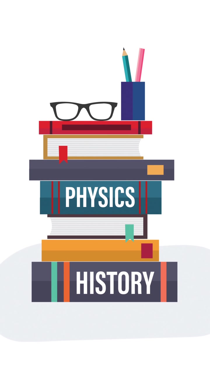 Animation of school items icons moving on white background