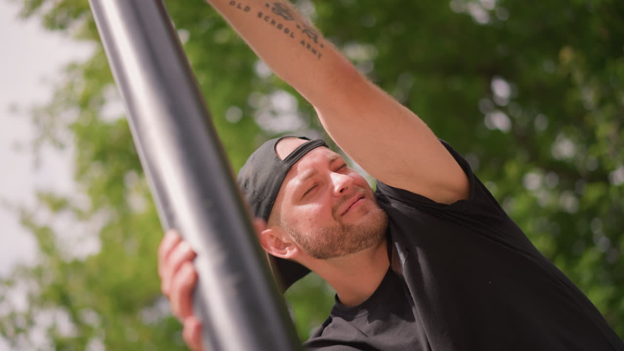 Urban Athlete Showcases Intense Effort, Determined Sports Figure Pulls With Strain Outdoors, Athletic Individual Intensely Pulls With Focus And Strength Amid Urban Recreational Environment