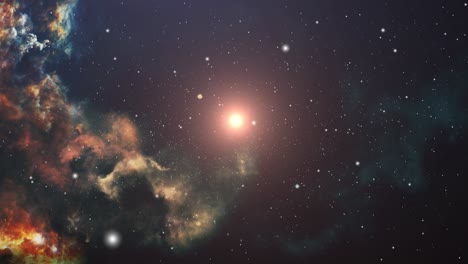 universo 4k, nubes nebulosas naranjas moviéndose en el espacio