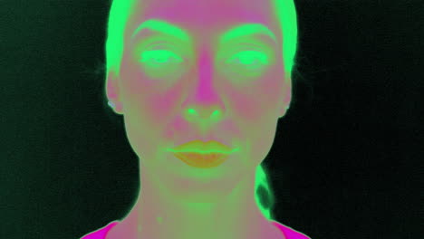 tempting woman blinking her eyes in ir infrared camera slow motion