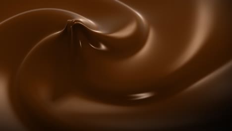 beautiful wavy chocolate close-up looped 3d animation slow motion. realistic chocolate brown color paste rotating loop-able macro