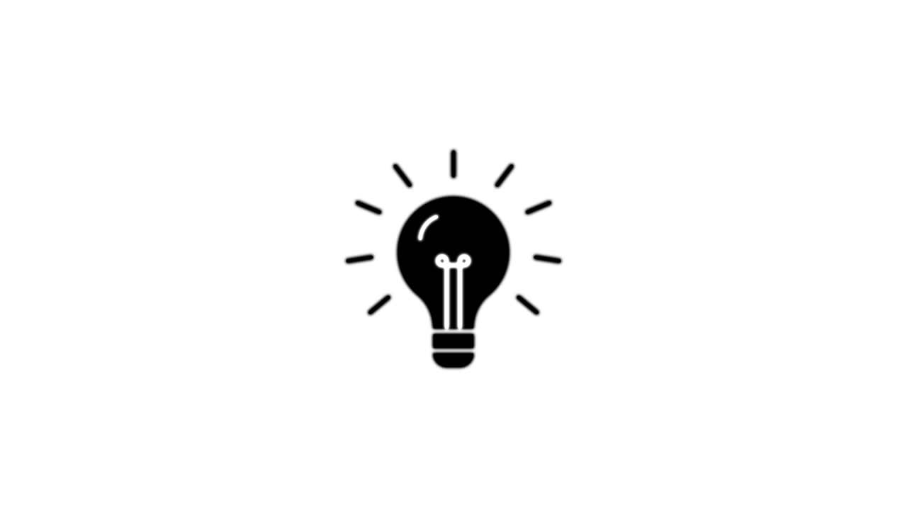 Animated Black Lightbulb Icon Blinking on White Background