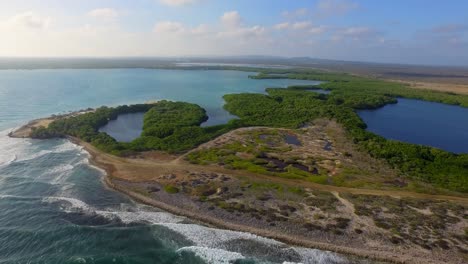 The-lagoon-and-mangroves-of-Lac-Bay-in-Bonaire,-Netherlands-Antilles