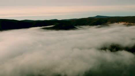 panorama view of the cloud cover, drone view of the clouds, sunset view of the clouds from the air, cloud cover on the spain mountains