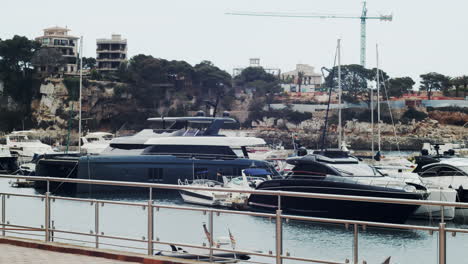 yates de lujo y catamarán amarrados en el puerto de portochristo en mallorca