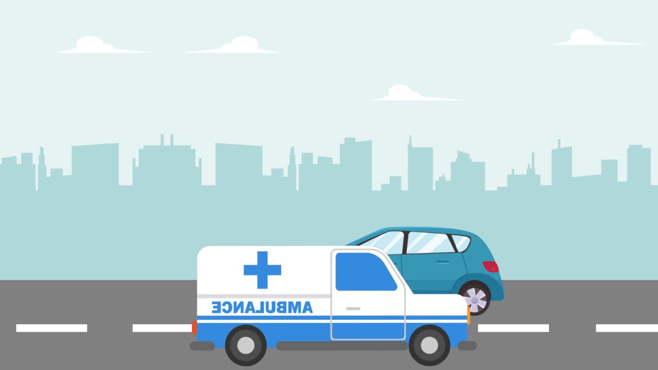 응급차는 바쁜 교통량에서 빠르게 움직입니다.