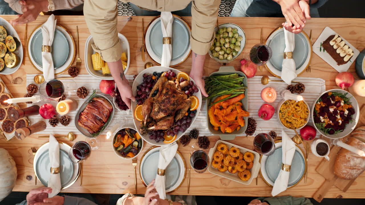 Thanksgiving Dinner Feast with Family and Friends