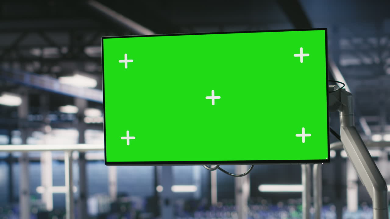 Industrial platform workstation green screen monitor in automated data center