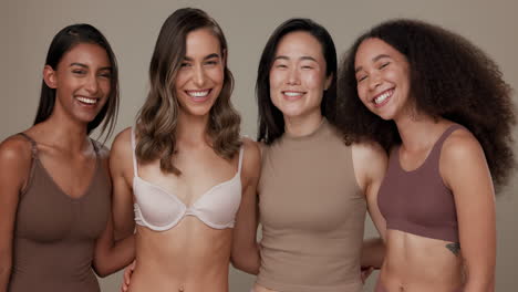 skincare, group and diversity women laughing