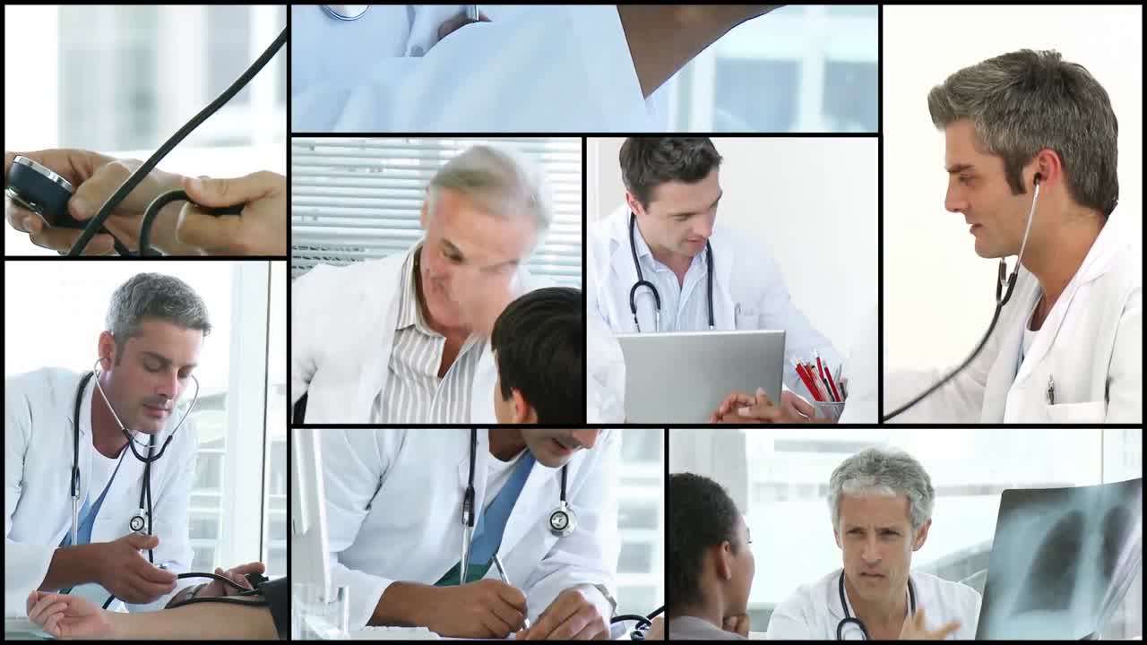 montaje de un médico ayudando a un paciente