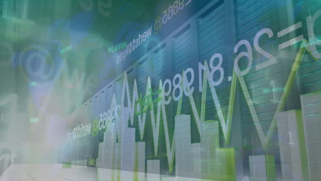 animation of statistics and financial data processing over servers