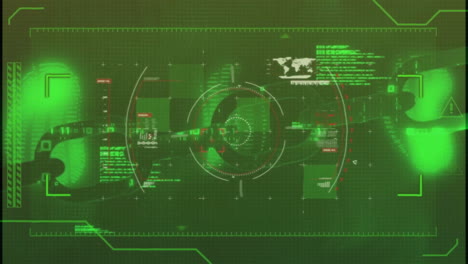 animación del procesamiento de datos y escaneo de alcance sobre la cadena