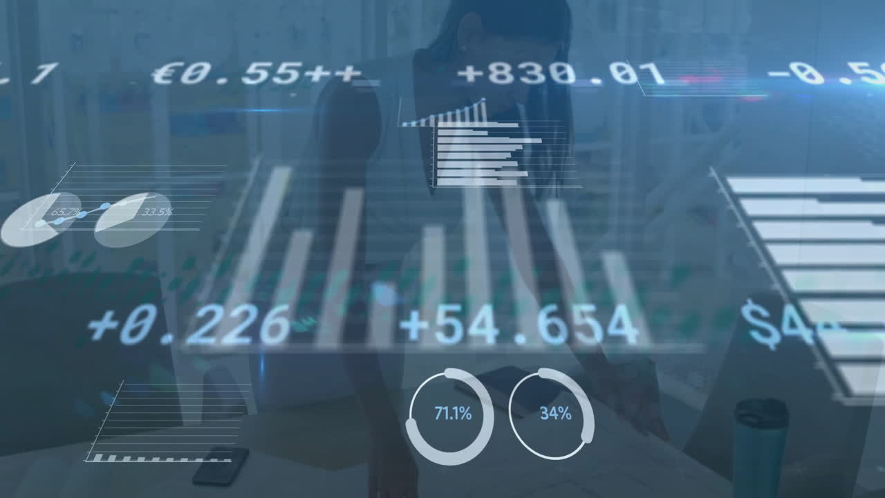 animazione dell'elaborazione dei dati finanziari sulle donne caucasiche in carica