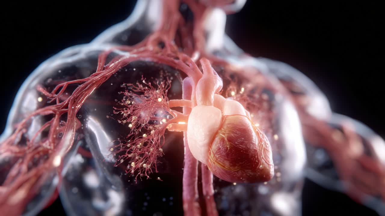 Un esame dettagliato del cuore umano e del sistema vascolare: strutture e funzioni intricate in una straordinaria visualizzazione anatomica
