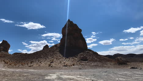 time lapse of towering tufa formations at day at trona pinnacles in california