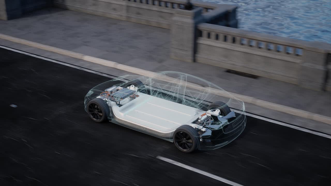 Electric Car Chassis Design: Wireframe View